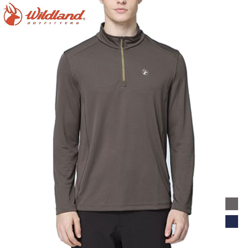 Wildland 荒野 男石墨烯彈性拉鍊機能衣 兩色 中大尺碼 M~4XL 保暖長袖上衣 0B22612