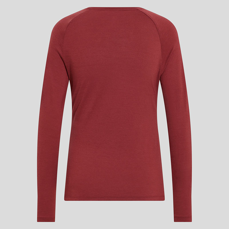 ODLO 瑞士 女 ASCENT MERINO 200羊毛圓領上衣/挪威 蘋果紅 長袖羊毛衣 595521-30867