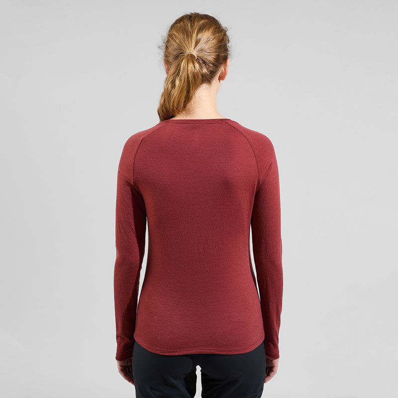 ODLO 瑞士 女 ASCENT MERINO 200羊毛圓領上衣/挪威 蘋果紅 長袖羊毛衣 595521-30867