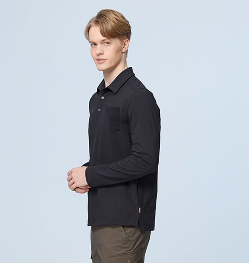 WILDLAND 荒野 男彈性保暖吸排POLO長袖上衣 彈性上衣 吸濕排汗 登山衣 0B22620