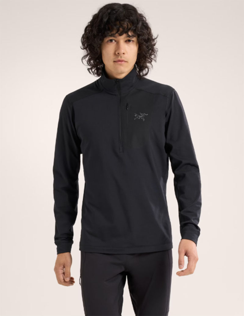 Arc'teryx 始祖鳥 男 Rho LT 刷毛內層套頭衫 黑 龍紋綠 登山上衣 X000009425
