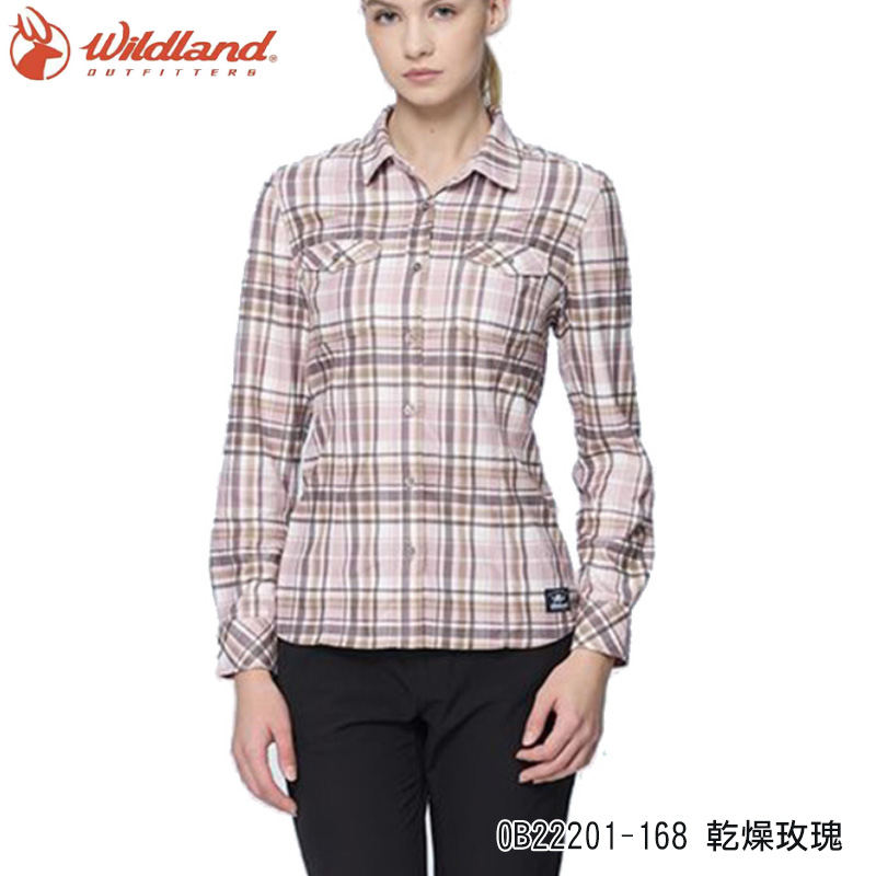 WILDLAND荒野 女彈性格紋內刷毛保暖襯衫 長袖保暖襯衫 0B22201