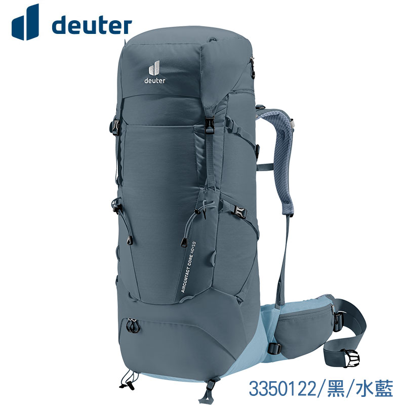 Deuter 德國 AIRCONTACT CORE 40+10L 拔熱式登山背包 黑/水藍 藍 透氣 3350122