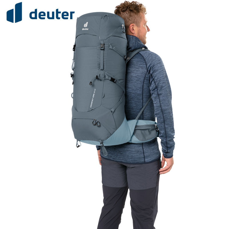 Deuter 德國 AIRCONTACT CORE 40+10L 拔熱式登山背包 黑/水藍 藍 透氣 3350122