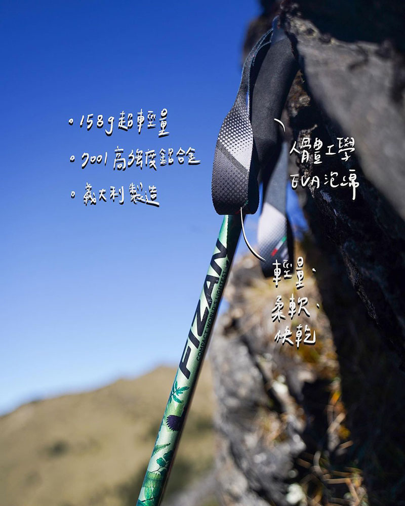 FIZAN 義大利 超輕三節式健行登山杖2入特惠組 新花色 高強度鋁合金登山杖 FZS23.7102