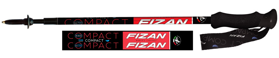 FIZAN 義大利 超輕四節式登山杖2入特惠組 黑藍 紅 FZS19.7105