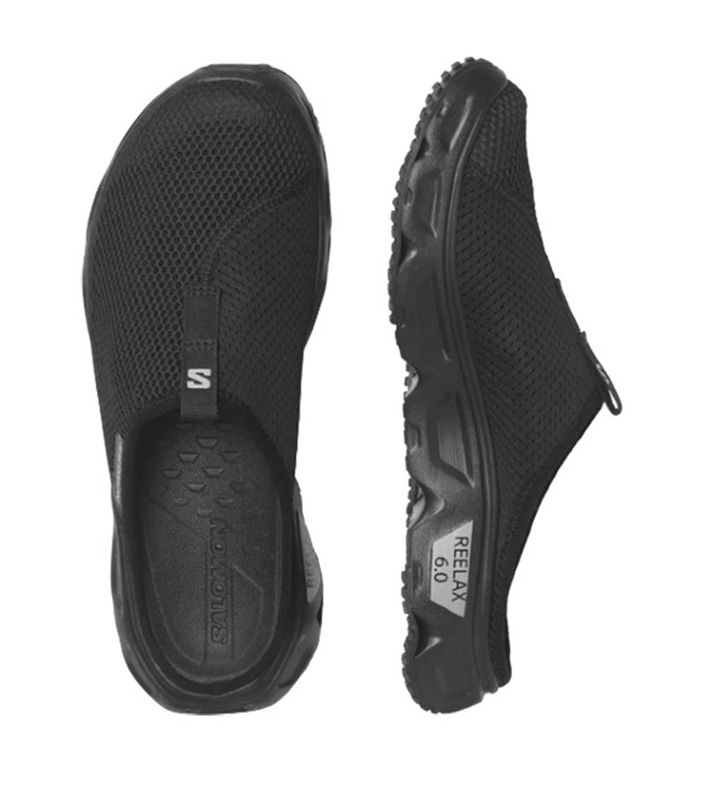 SALOMON 法國 男 REELAX SLIDE 6.0 運動便鞋 透氣網涼拖鞋 黑/黑/合金灰 L47112000
