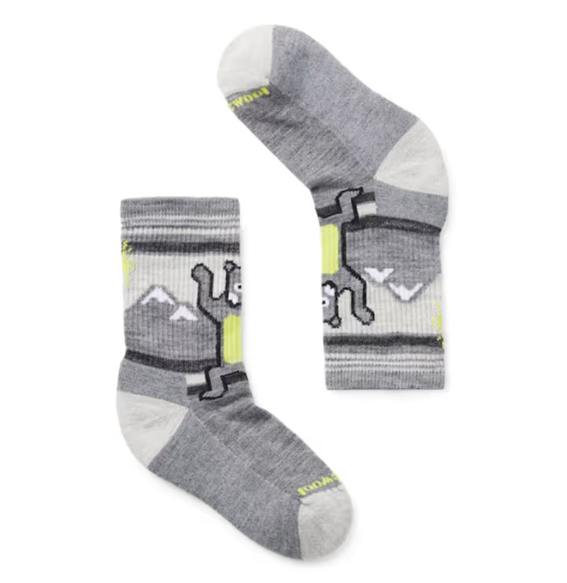 SmartWool 美國 孩童健行全輕量減震中長襪-可愛熊 灰 暗橙 SW002476