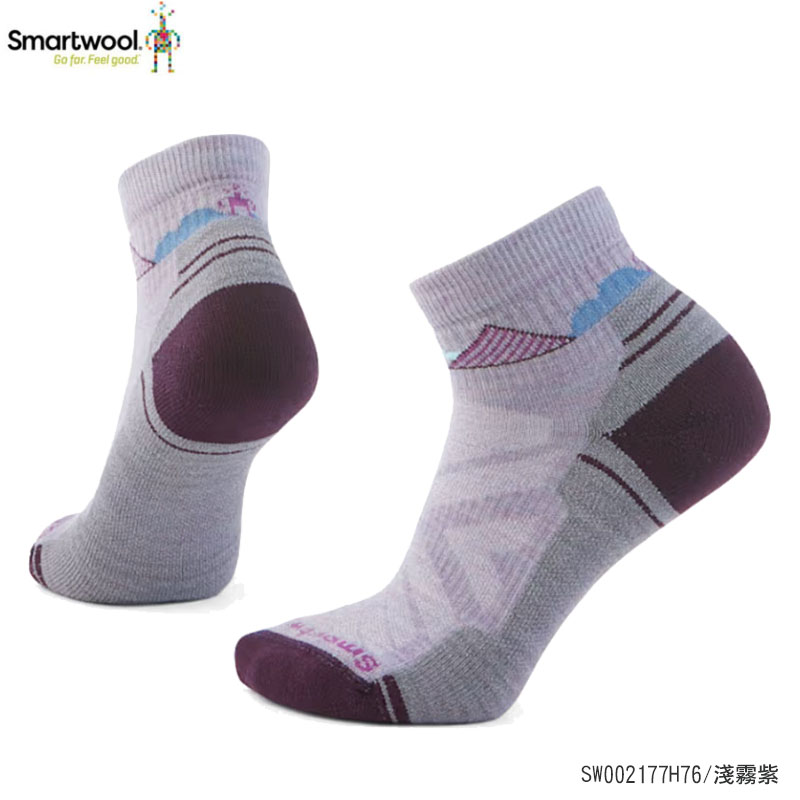 SmartWool 美國 女機能戶外全輕量減震低筒襪-峽谷印花 淺霧紫 SW002177H76