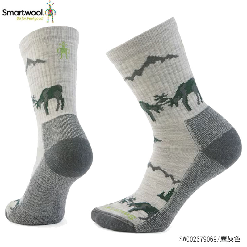 SmartWool 美國 日著中長襪-Horns Clash 美麗諾羊毛襪 塵灰色 深海軍藍 SW002679