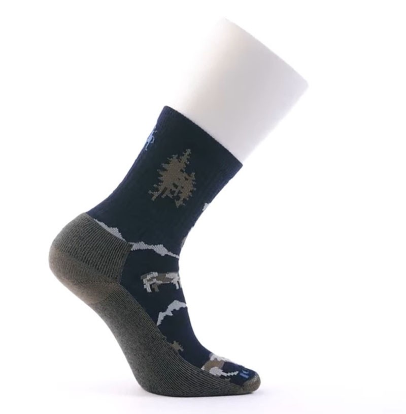SmartWool 美國 日著中長襪-Horns Clash 美麗諾羊毛襪 塵灰色 深海軍藍 SW002679