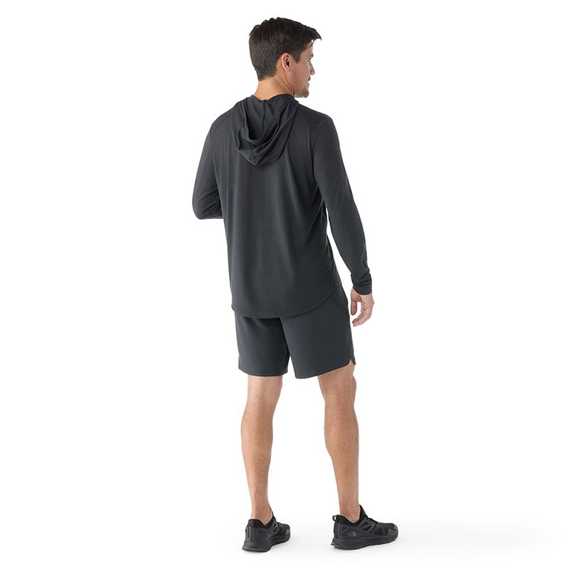 SmartWool 美國 男美麗諾羊毛運動型網眼連帽長袖上衣 黑 運動上衣 排汗衣 SW002295001