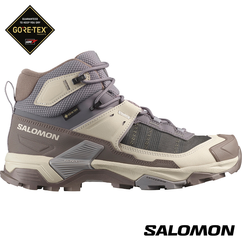 SALOMON X ULTRA 5 Goretex 女中筒登山鞋 劍灰/鋼鐵灰/海鷗灰 L47854900 戶外防水鞋