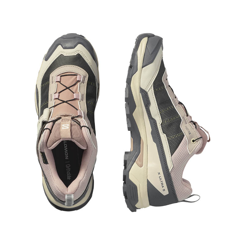 SALOMON X ULTRA 5 Goretex 女低筒登山鞋 燕麥/黑灰/海鷗灰 L47854700 戶外防水鞋