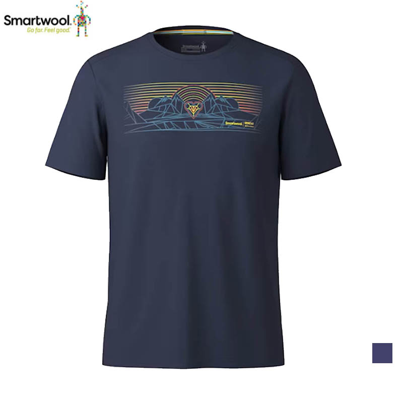 SmartWool 美國 男 塗鴉短Tee/山脈日出 深海軍藍  SW002976092