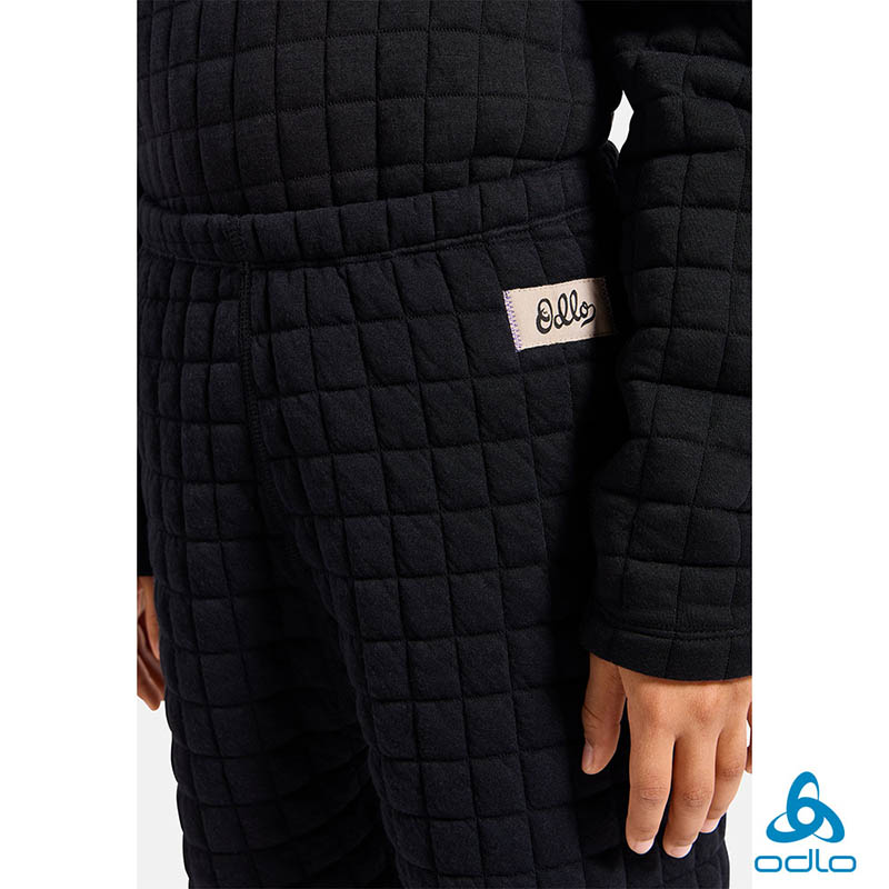ODLO 瑞士 童 菱格紋保暖長褲 黑 鬆餅格 華夫格 兒童保暖長褲 159589