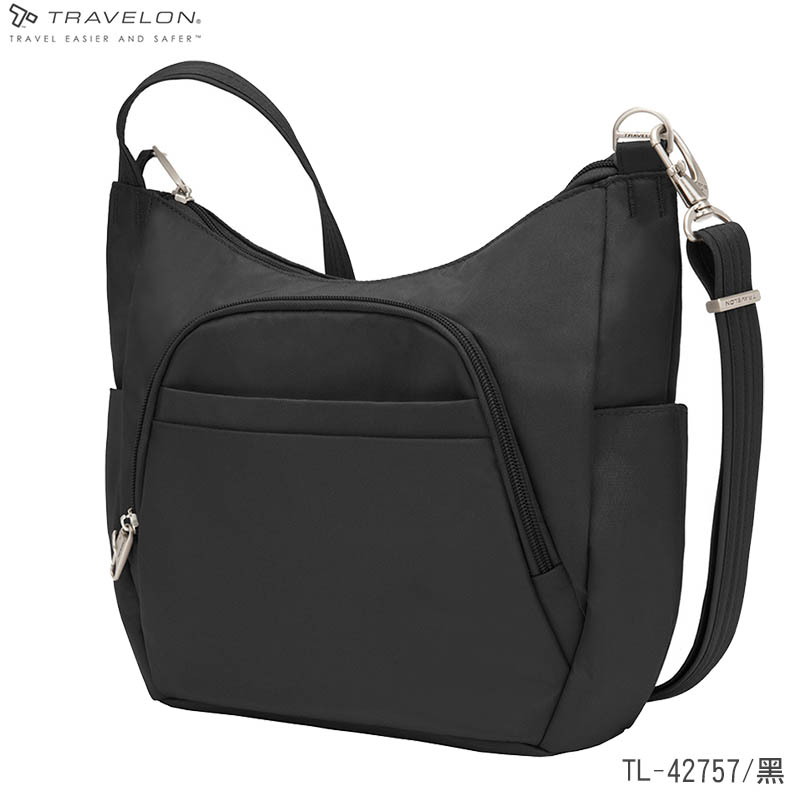 TRAVELON 美國 經典防盜側背包 42757深藍 黑 旅行隨身包 防盜包 TL-42757