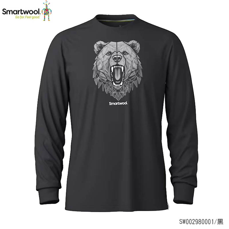 Smartwool 美國 中性款 塗鴉長Tee/棕熊 黑 苔蘚綠 SW002980 羊毛長袖上衣 男女通用款 塗鴉T