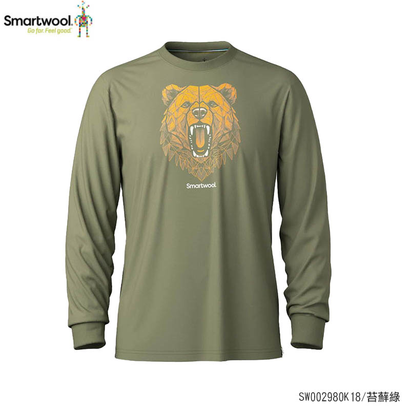 Smartwool 美國 中性款 塗鴉長Tee/棕熊 黑 苔蘚綠 SW002980 羊毛長袖上衣 男女通用款 塗鴉T