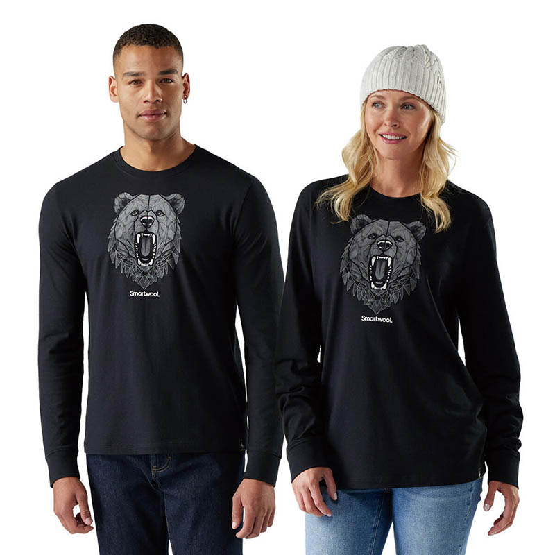 Smartwool 美國 中性款 塗鴉長Tee/棕熊 黑 苔蘚綠 SW002980 羊毛長袖上衣 男女通用款 塗鴉T