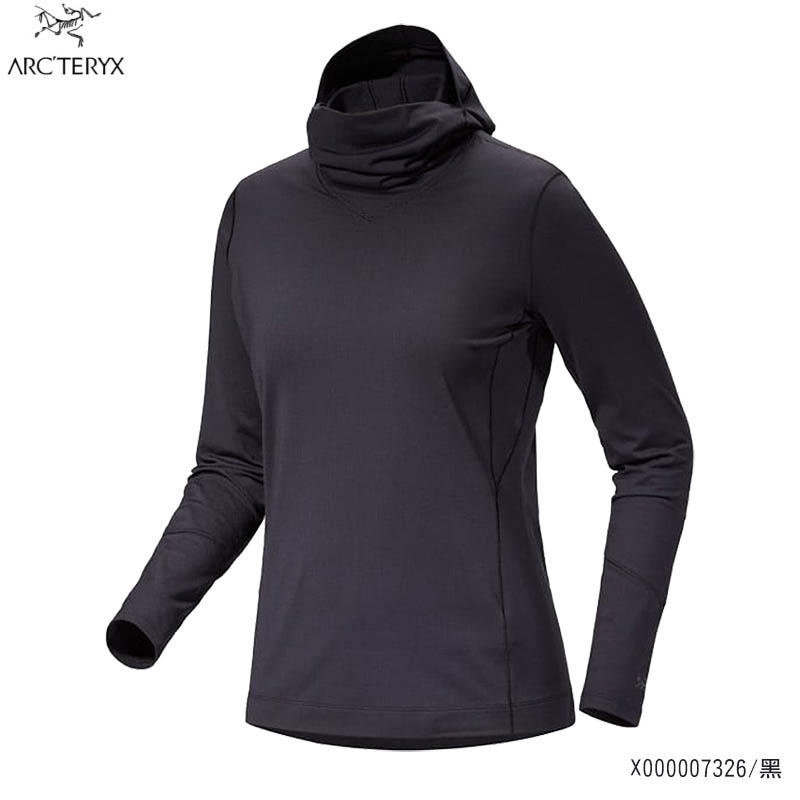 ARC'TERYX 始祖鳥 女 Rho 套頭衫 黑 X000007326 連帽長袖上衣 登山衣 保暖健行長袖