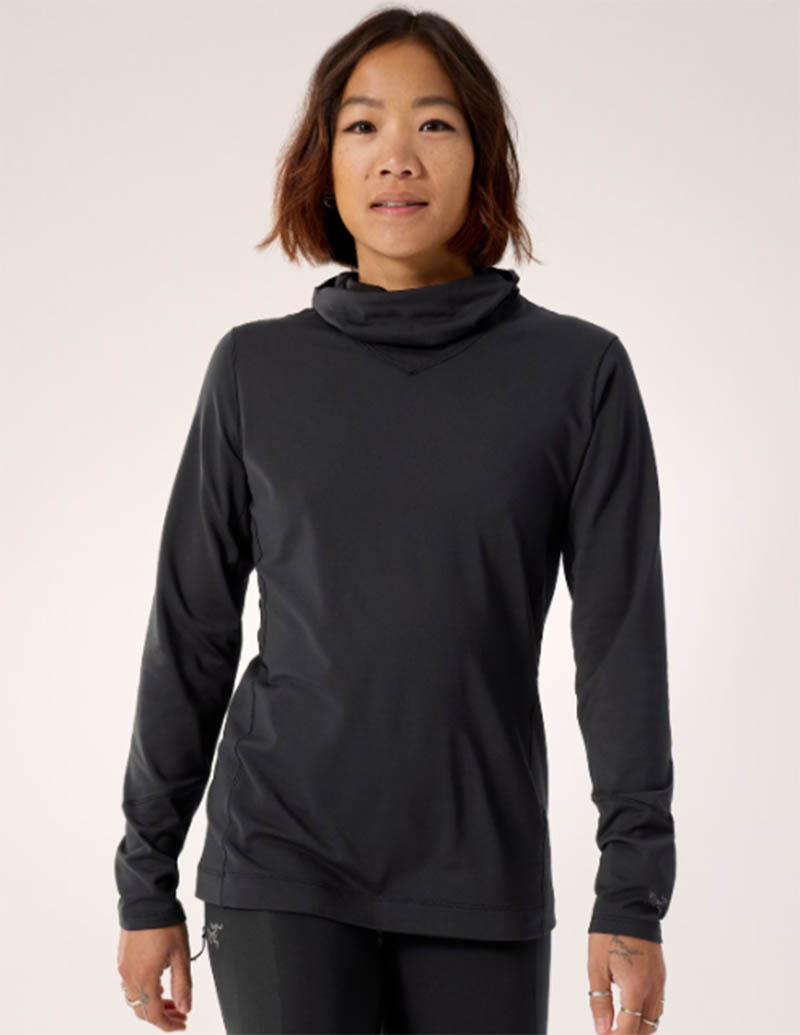 ARC'TERYX 始祖鳥 女 Rho 套頭衫 黑 X000007326 連帽長袖上衣 登山衣 保暖健行長袖