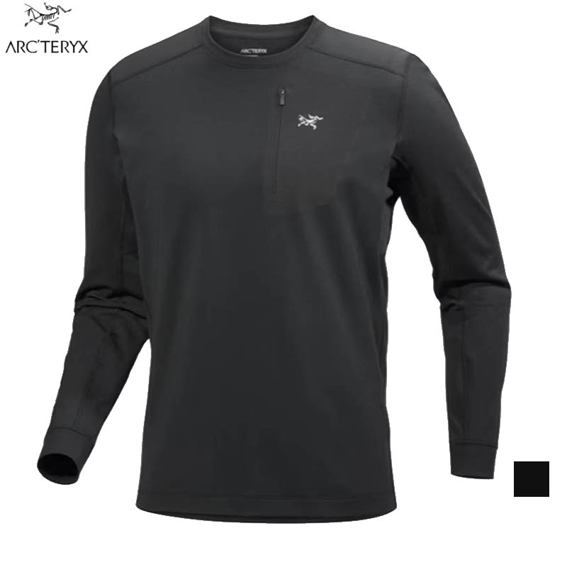ARC'TERYX 始祖鳥 男 Rho LT 圓領衫 黑 X000009417 輕量級保暖內著衣 登山底層衣男 Rho LT 圓領衫 黑 X000009417 輕量級保暖內著衣 登山底層衣