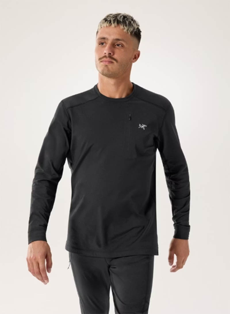 ARC'TERYX 始祖鳥 男 Rho LT 圓領衫 黑 X000009417 輕量級保暖內著衣 登山底層衣男 Rho LT 圓領衫 黑 X000009417 輕量級保暖內著衣 登山底層衣