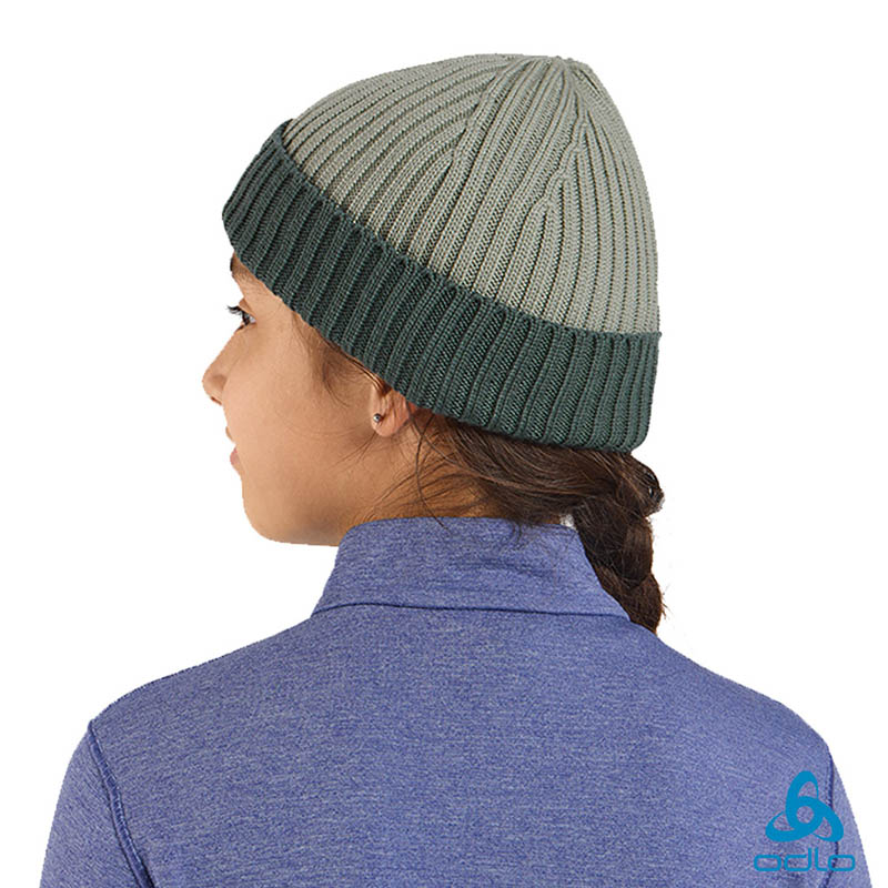 ODLO 瑞士 童 羊毛 編織 毛帽 763959-11006 灰綠/都會綠 羊毛帽 保暖帽 護耳帽 兒童款