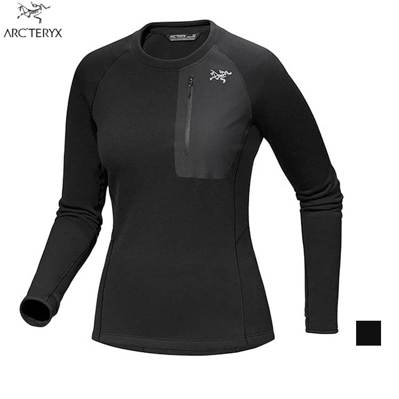 ARC'TERYX 始祖鳥 女 Kyanite 刷毛圓領衫 黑 X000009048 刷毛底層衣 保暖登山衣