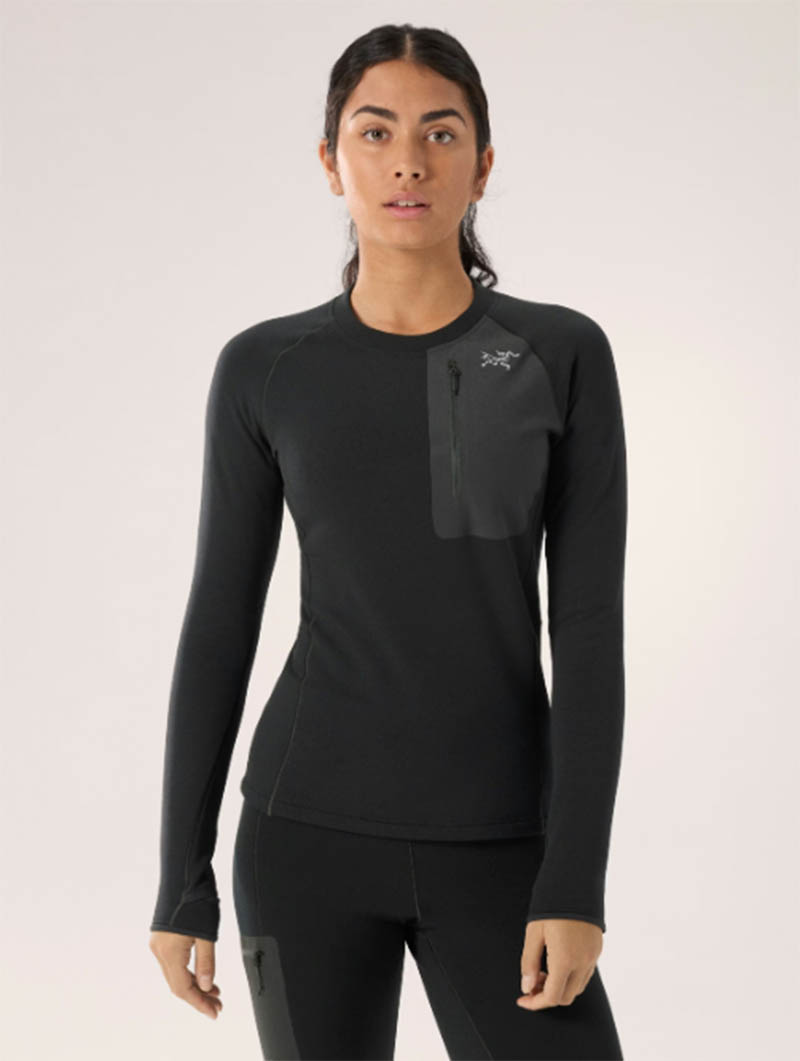 ARC'TERYX 始祖鳥 女 Kyanite 刷毛圓領衫 黑 X000009048 刷毛底層衣 保暖登山衣