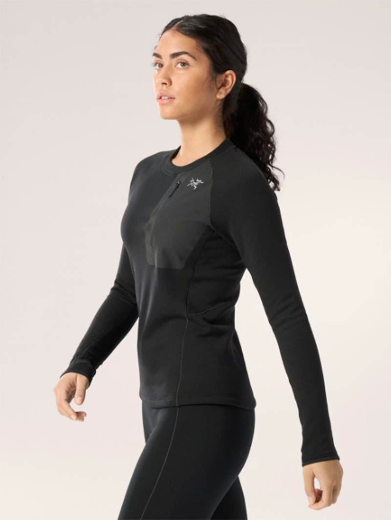 ARC'TERYX 始祖鳥 女 Kyanite 刷毛圓領衫 黑 X000009048 刷毛底層衣 保暖登山衣