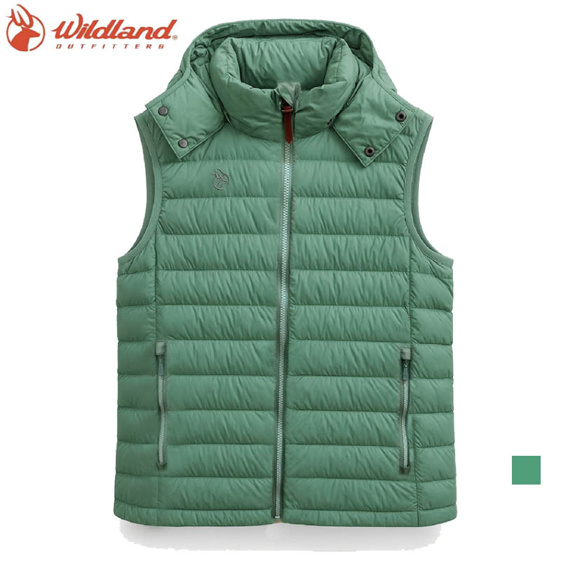 Wildland 荒野 女700FP可拆帽輕暖羽絨背心 雲杉綠 0B32171 保暖背心 連帽背心 輕量