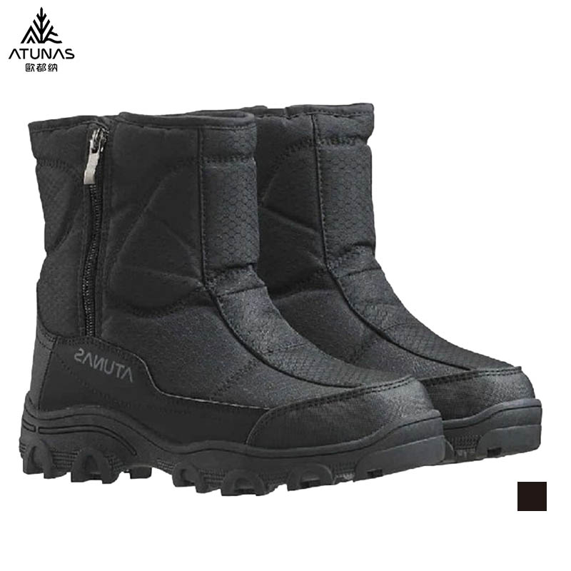 ATUNAS 歐都納 女 雪地漫步防水中筒靴 黑 A1GCGZ05W 雪靴 雪鞋 刷毛保暖 外側拉鍊 戶外保暖靴