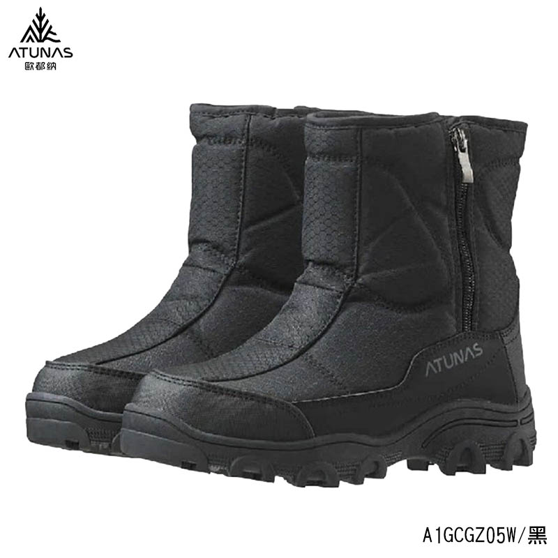 ATUNAS 歐都納 女 雪地漫步防水中筒靴 黑 A1GCGZ05W 雪靴 雪鞋 刷毛保暖 外側拉鍊 戶外保暖靴