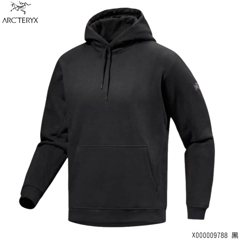 Arcteryx 始祖鳥 男 Emblem 刷毛套頭衫 黑 X000009788 帽T 連帽上衣 長袖棉T