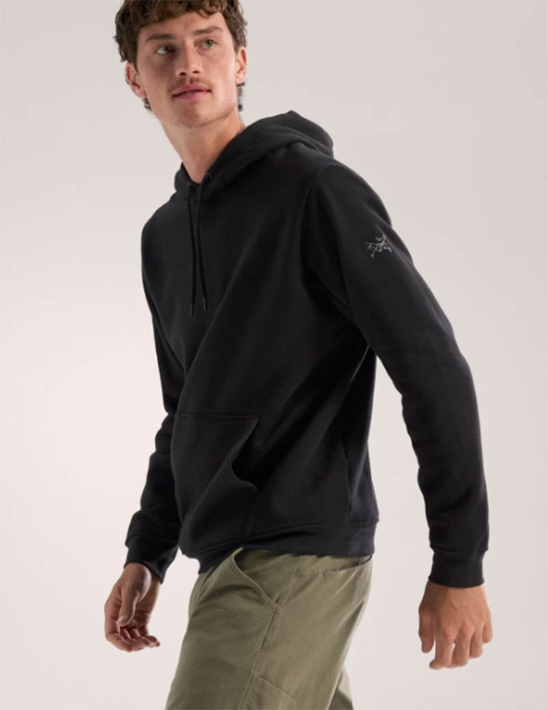 Arcteryx 始祖鳥 男 Emblem 刷毛套頭衫 黑 X000009788 帽T 連帽上衣 長袖棉T