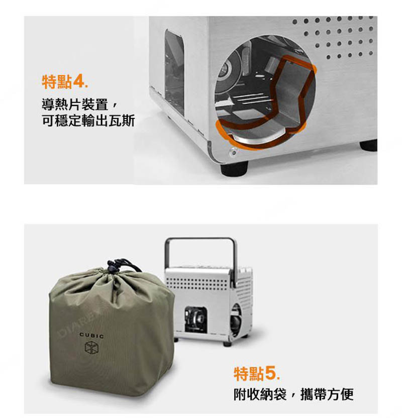 KOVEA 韓國 CUBIC 方型不鏽鋼暖爐 卡式暖爐 露營暖爐 手提式 戶外暖爐 登山瓦斯爐 KGH-2010