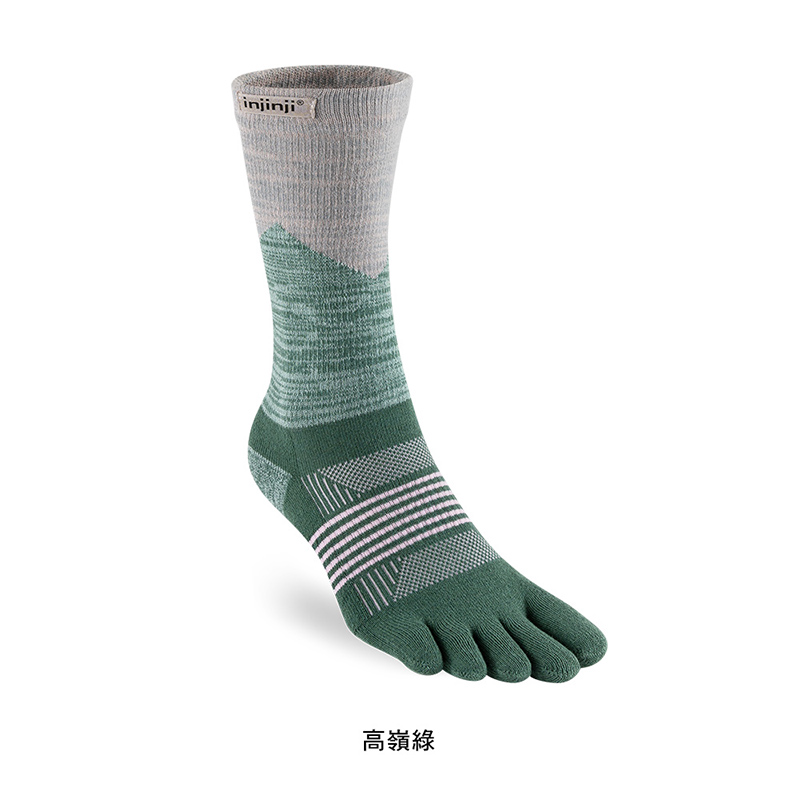 injinji 美國 女 Trail野跑避震吸排五趾中筒襪FX 彗星橙 高嶺綠 WAA39
