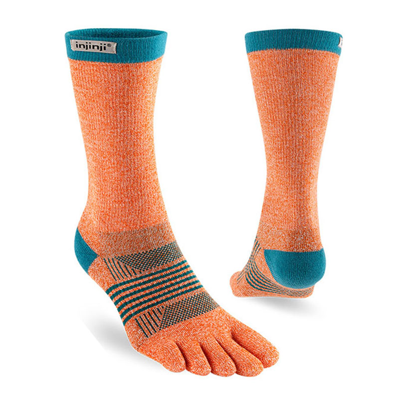 injinji 美國 女 Trail野跑避震吸排五趾中筒襪FX 彗星橙 高嶺綠 WAA39