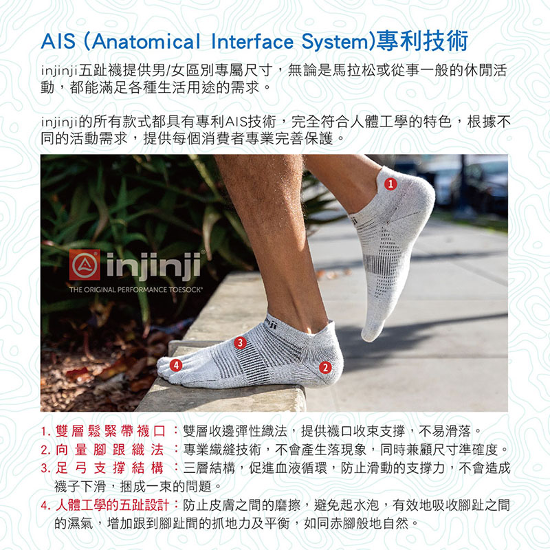 injinji 美國 女 Trail野跑避震吸排五趾中筒襪FX 彗星橙 高嶺綠 WAA39