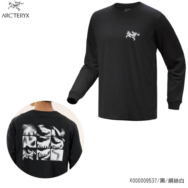 ARC'TERYX 始祖鳥 男 Kragg SL Tile 長袖T恤 X000009537 黑/絹絲白 圓領長袖上衣