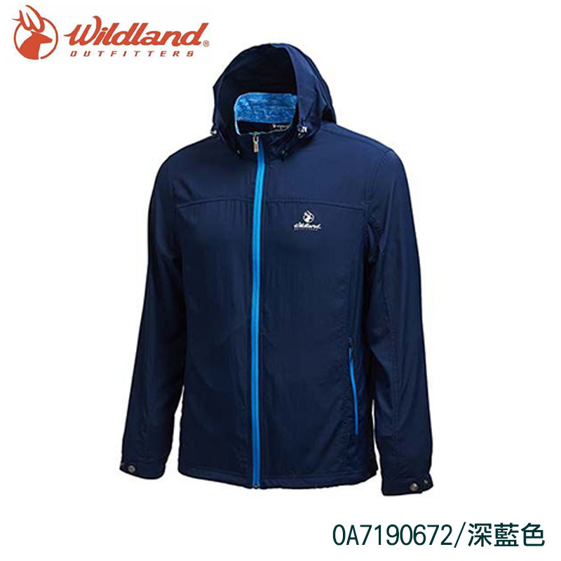 WILDLAND 荒野  男 彈性透氣抗UV輕薄外套 0A71906 深藍 中藍 機車外套 防曬 春夏 戶外運動