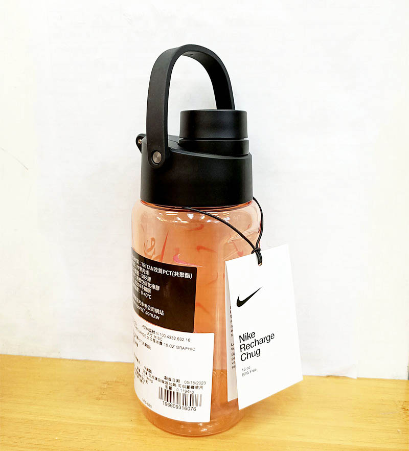 NIKE 耐吉 TR RECHARGE 大口徑水壺 16OZ 透明橘粉 N100433263216