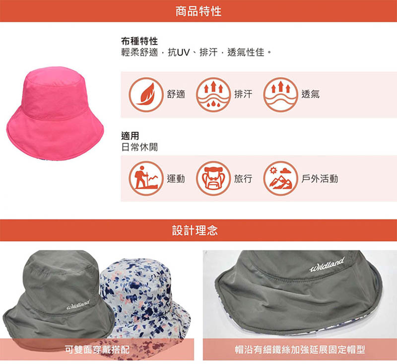 Wildland 荒野 中性抗UV印花雙面漁夫帽 W1063 防曬帽 漁夫帽 圓盤帽 戶外 UPF30 登山