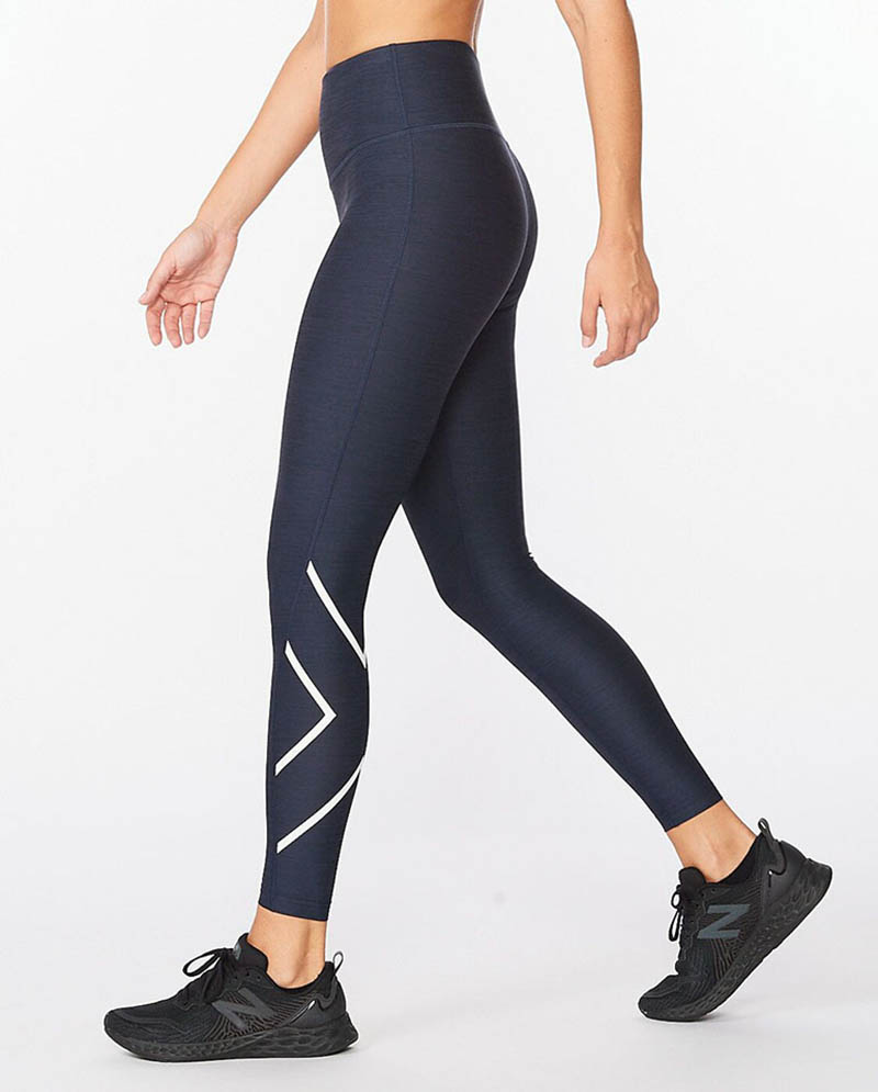 2XU 澳洲 女 中階高腰訓練壓縮長褲 午夜藍/白 運動 戶外 路跑 訓練 2XWA6357BMDNWHT