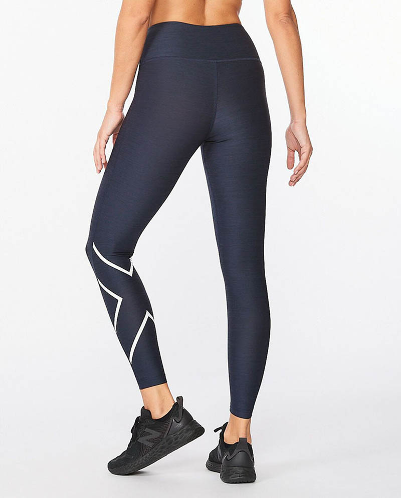 2XU 澳洲 女 中階高腰訓練壓縮長褲 午夜藍/白 運動 戶外 路跑 訓練 2XWA6357BMDNWHT