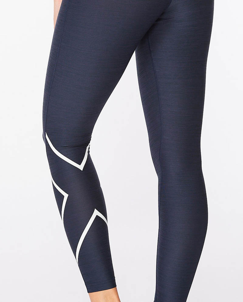 2XU 澳洲 女 中階高腰訓練壓縮長褲 午夜藍/白 運動 戶外 路跑 訓練 2XWA6357BMDNWHT