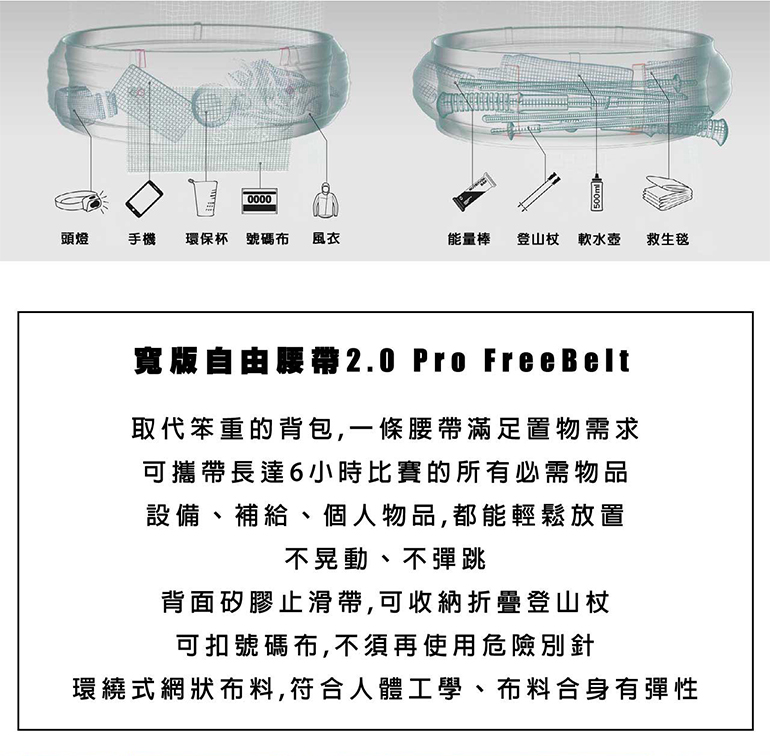 COMPRESSPORT 瑞士 寬版自由腰帶2.0 Pro FreeBelt (六色) 運動 跑步 彈性 6511