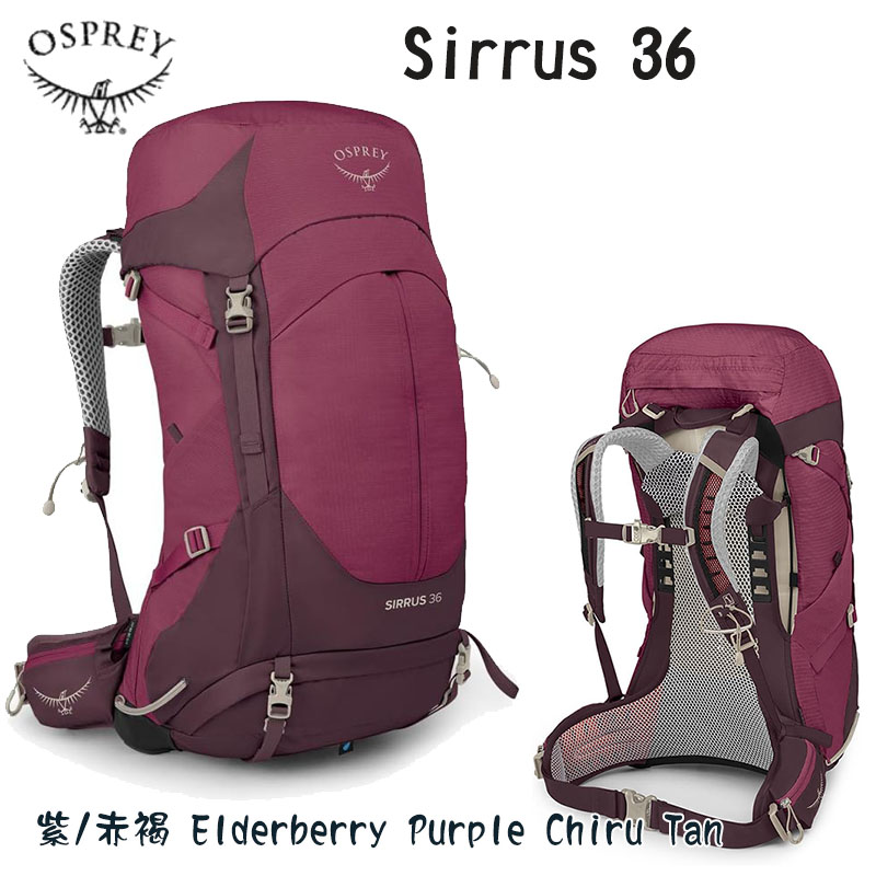 OSPREY 美國 Sirrus 36 女款登山背包 石蓮綠 紫/赤褐 36L 健行背包 女款透氣網架背包 旅行背包